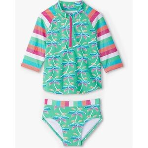 Hatley Girls Swim Rashguard Set Rainbow Palm Size 4
